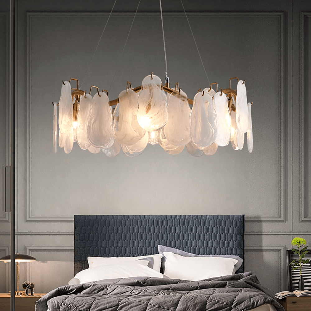Modern 6-Light Glass Chandelier with Clouds and Adjustable Cables