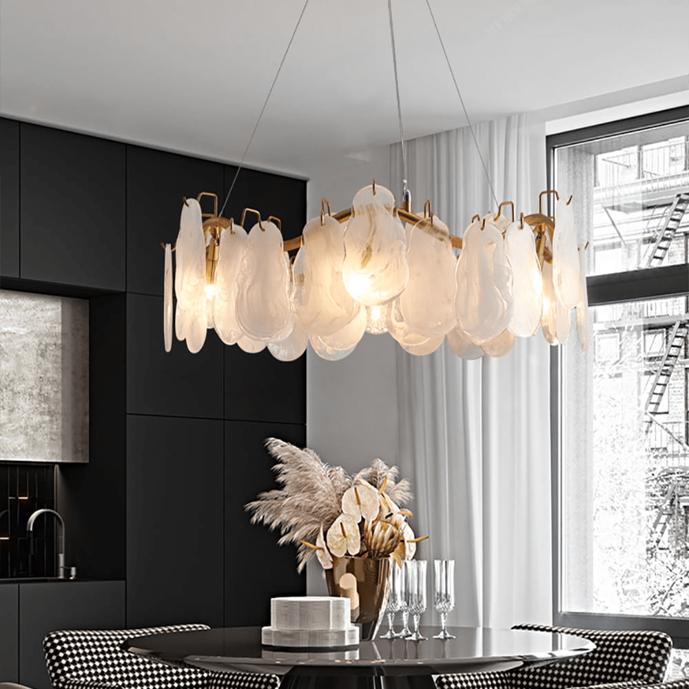Modern 6-Light Glass Chandelier with Clouds and Adjustable Cables