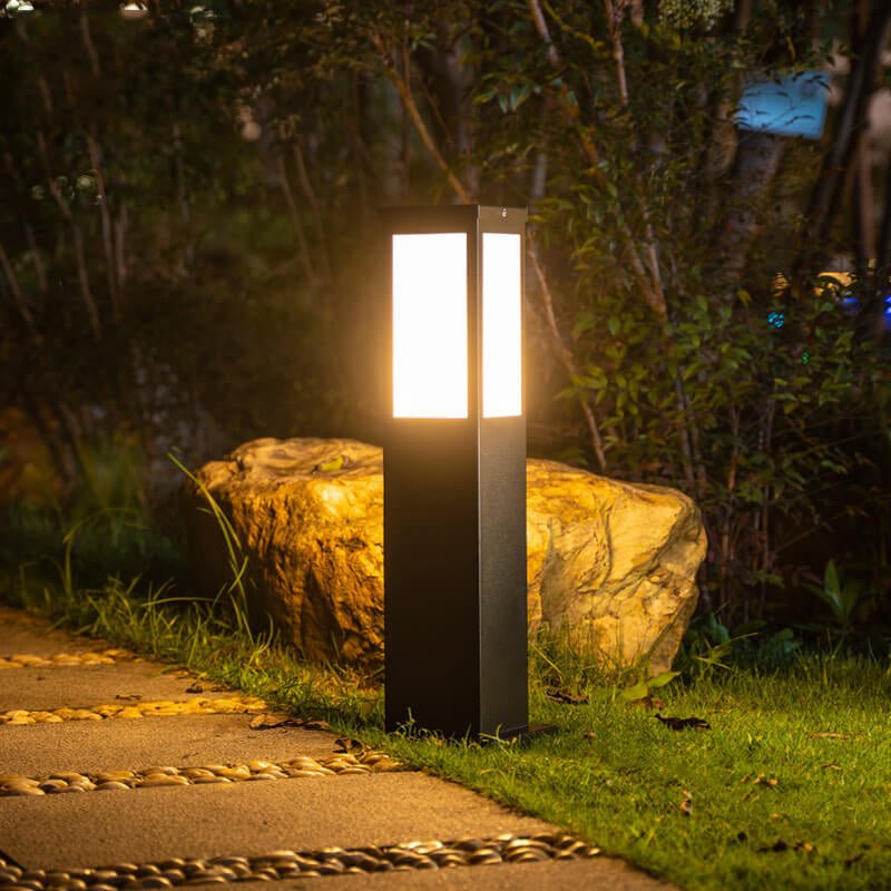 Modern Solar Outdoor Bollard Lantern IP65 Waterproof | LED Garden Path Light | Iron Acrylic Landscape Lamp | 40/60/80 cm