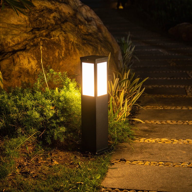 Modern Solar Outdoor Bollard Lantern IP65 Waterproof | LED Garden Path Light | Iron Acrylic Landscape Lamp | 40/60/80 cm