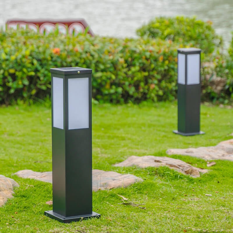 Modern Solar Outdoor Bollard Lantern IP65 Waterproof | LED Garden Path Light | Iron Acrylic Landscape Lamp | 40/60/80 cm