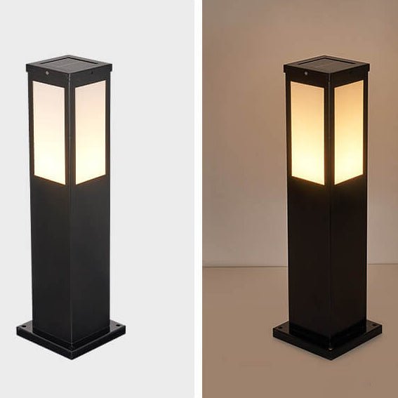 Modern Solar Outdoor Bollard Lantern IP65 Waterproof | LED Garden Path Light | Iron Acrylic Landscape Lamp | 40/60/80 cm