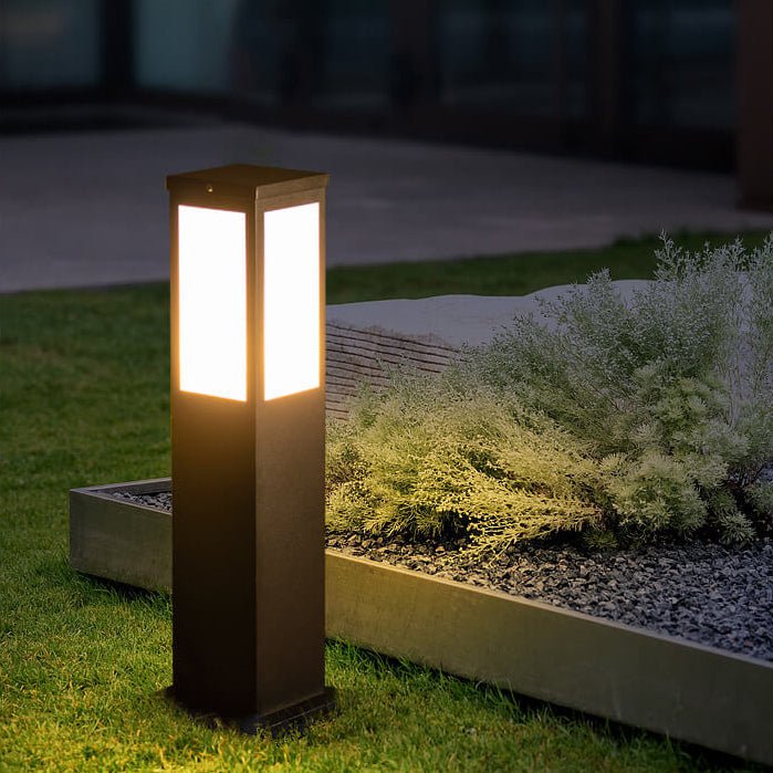 Modern Solar Outdoor Bollard Lantern IP65 Waterproof | LED Garden Path Light | Iron Acrylic Landscape Lamp | 40/60/80 cm