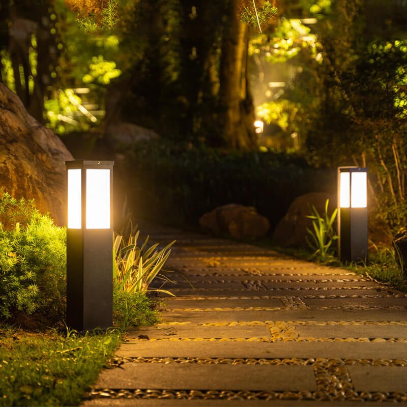 Modern Solar Outdoor Bollard Lantern IP65 Waterproof | LED Garden Path Light | Iron Acrylic Landscape Lamp | 40/60/80 cm