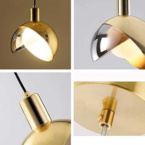 Modern Gold Glass Pendant Light Scandinavian Design | Smoke Gray Glass | E27 Hanging Ceiling Lamp | Metal Frame | 20cm