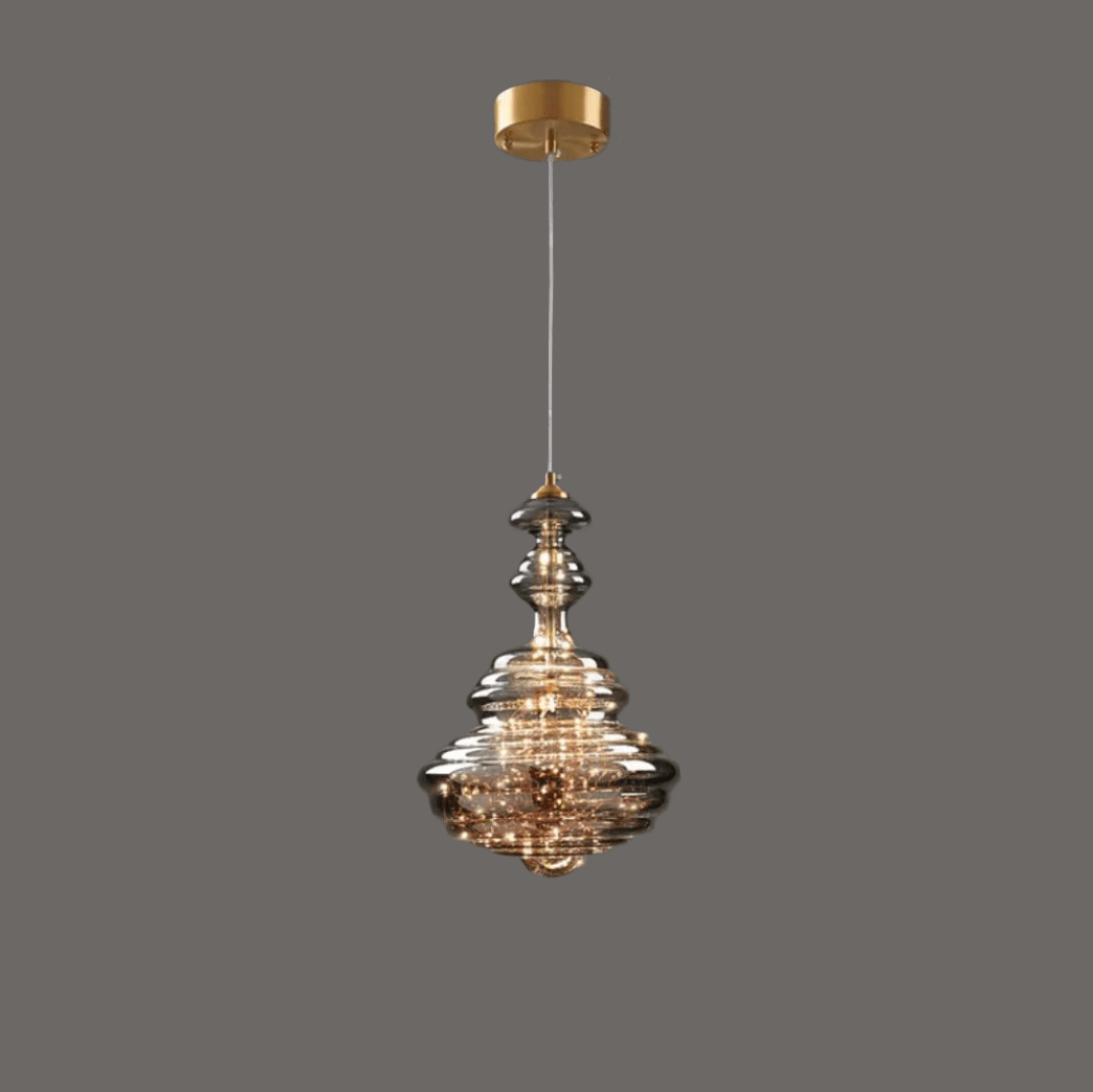 Modern Gray Glass Starry Sky Pendant Lamp for Dining & Kitchen | LED 3-Color Light | Brass & Glass Design | Adjustable Hanging Fixture