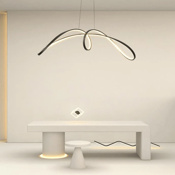 Modern Kitchen Pendant Lamp Linear LED for Island & Dining | Dimmable with Remote | Aluminum & Silicone | Adjustable Hanging Light