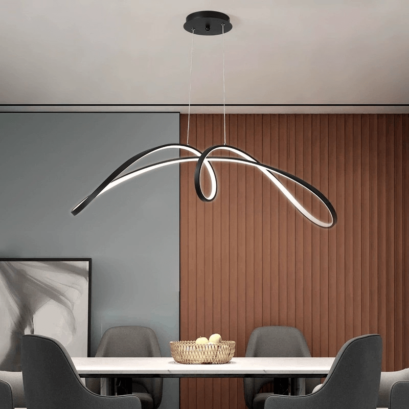 Modern Kitchen Pendant Lamp Linear LED for Island & Dining | Dimmable with Remote | Aluminum & Silicone | Adjustable Hanging Light