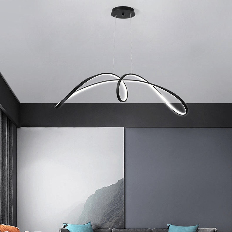 Modern Kitchen Pendant Lamp Linear LED for Island & Dining | Dimmable with Remote | Aluminum & Silicone | Adjustable Hanging Light