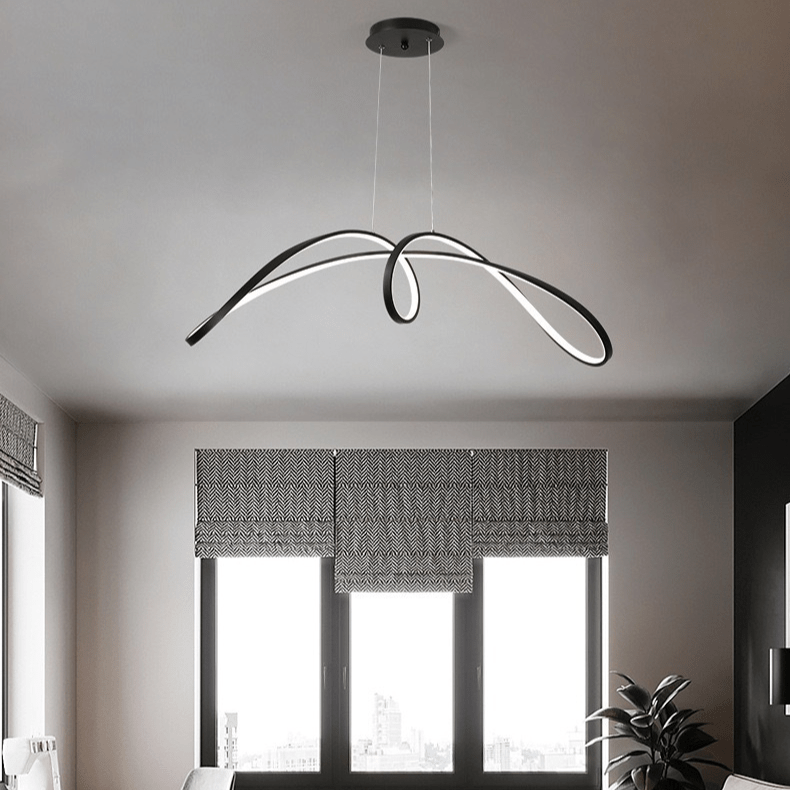 Modern Kitchen Pendant Lamp Linear LED for Island & Dining | Dimmable with Remote | Aluminum & Silicone | Adjustable Hanging Light