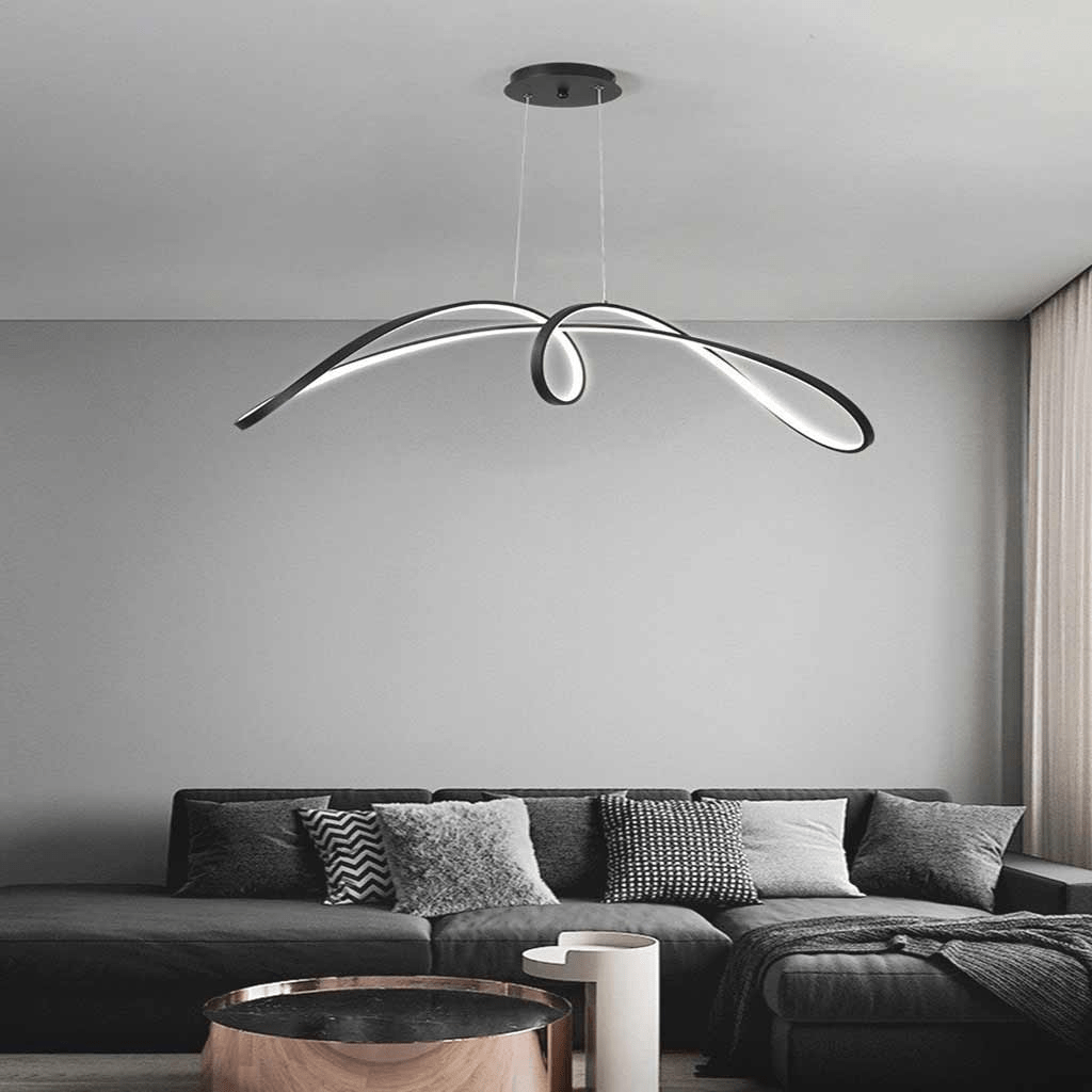 Modern Kitchen Pendant Lamp Linear LED for Island & Dining | Dimmable with Remote | Aluminum & Silicone | Adjustable Hanging Light