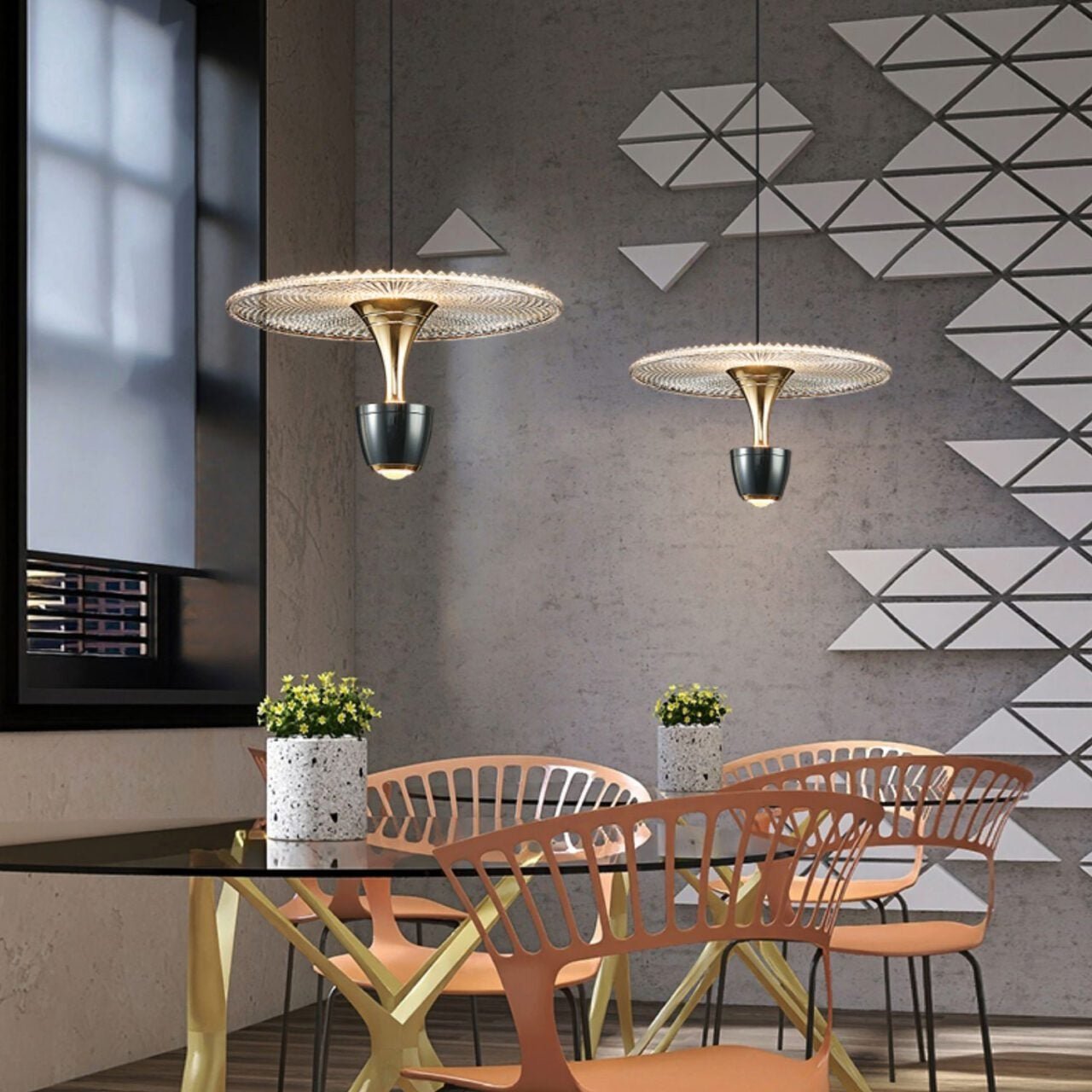 Modern LED Disc Pendant Light for Dining & Living Room | Sleek Round Design | Integrated 20W LED | Iron Aluminum Acrylic
