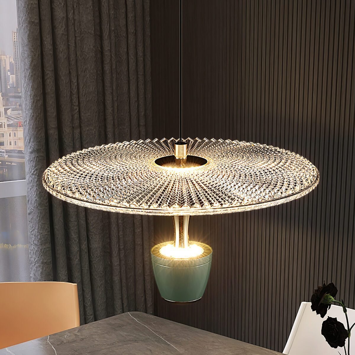 Modern LED Disc Pendant Light for Dining & Living Room | Sleek Round Design | Integrated 20W LED | Iron Aluminum Acrylic
