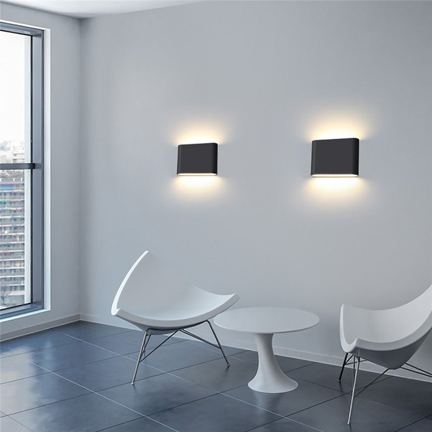 Modern LED Outdoor Up Down Wall Lamp Sconce Waterproof | Rectangular Exterior Light | Aluminum 6W/12W | Entrance & Patio Lighting