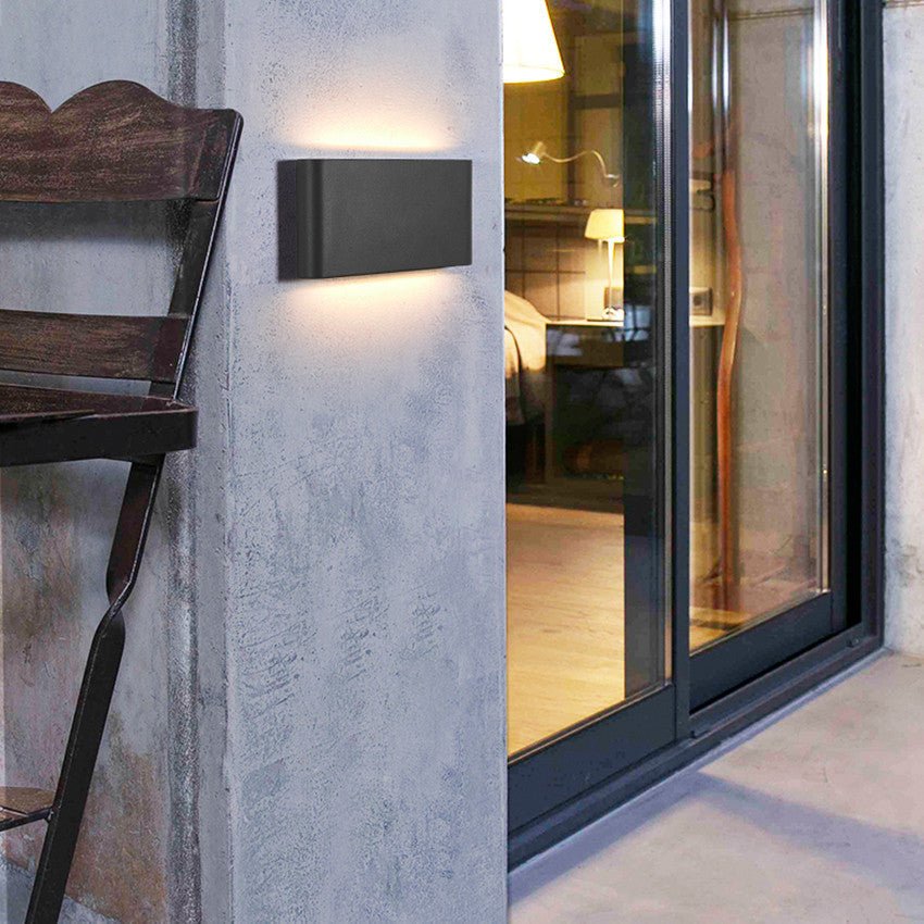 Modern LED Outdoor Up Down Wall Lamp Sconce Waterproof | Rectangular Exterior Light | Aluminum 6W/12W | Entrance & Patio Lighting