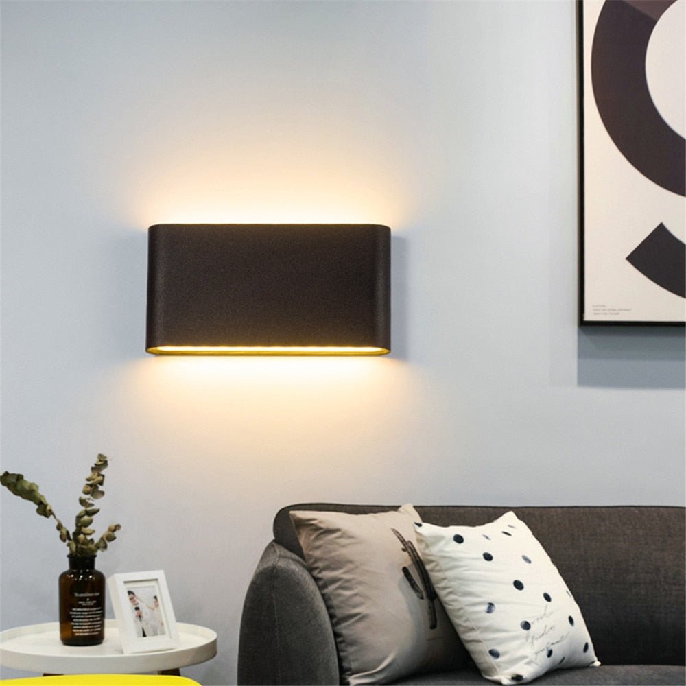 Modern LED Outdoor Up Down Wall Lamp Sconce Waterproof | Rectangular Exterior Light | Aluminum 6W/12W | Entrance & Patio Lighting