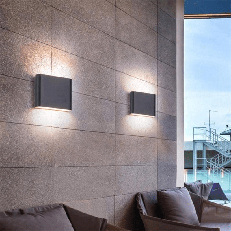 Modern LED Outdoor Up Down Wall Lamp Sconce Waterproof | Rectangular Exterior Light | Aluminum 6W/12W | Entrance & Patio Lighting