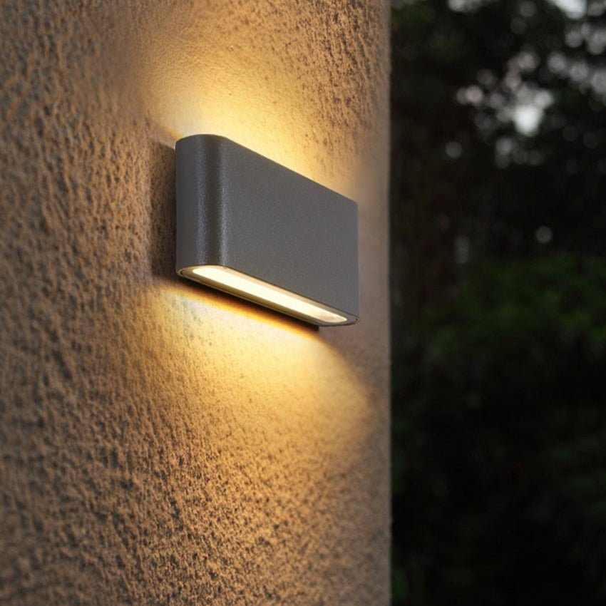 Modern LED Waterproof Outdoor Up Down Wall Lamp Sconce | Rectangular Exterior Wall Light | Aluminum LED 6W/12W | Entrance & Patio Lighting