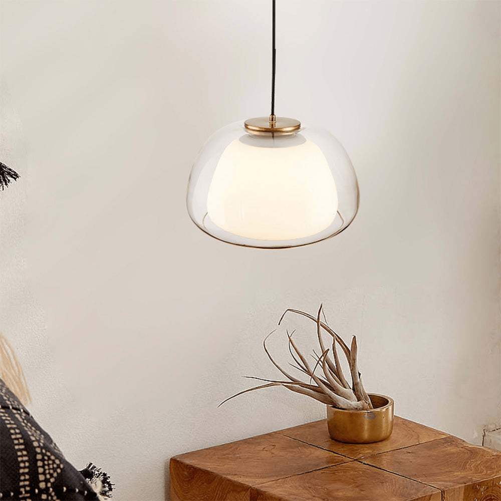 Modern Milk Glass Jelly Pendant Lamp for Dining & Living Room | E27 Socket | White Glass Ambient Ceiling Light | Adjustable Suspension