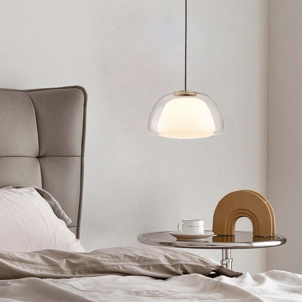 Modern Milk Glass Jelly Pendant Lamp for Dining & Living Room | E27 Socket | White Glass Ambient Ceiling Light | Adjustable Suspension