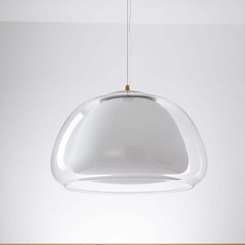 Modern Milk Glass Jelly Pendant Lamp for Dining & Living Room | E27 Socket | White Glass Ambient Ceiling Light | Adjustable Suspension