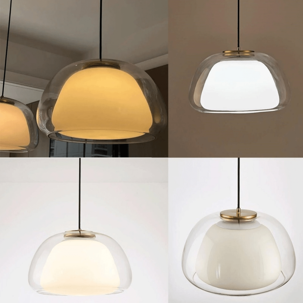 Modern Milk Glass Jelly Pendant Lamp for Dining & Living Room | E27 Socket | White Glass Ambient Ceiling Light | Adjustable Suspension