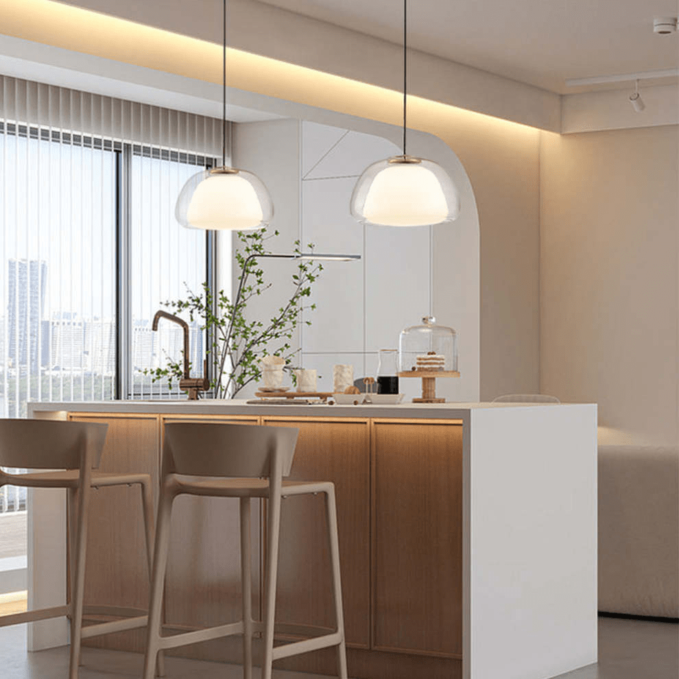 Modern Milk Glass Jelly Pendant Lamp for Dining & Living Room | E27 Socket | White Glass Ambient Ceiling Light | Adjustable Suspension