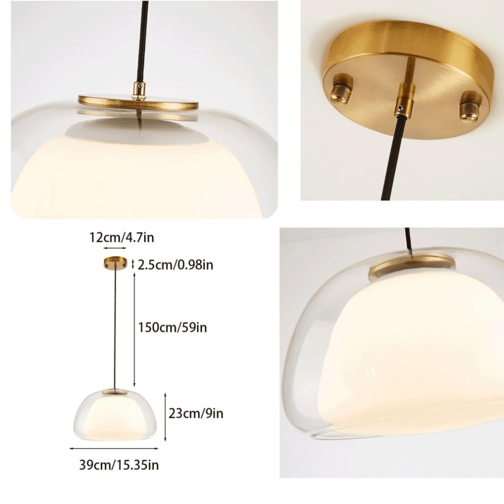 Modern Milk Glass Jelly Pendant Lamp for Dining & Living Room | E27 Socket | White Glass Ambient Ceiling Light | Adjustable Suspension
