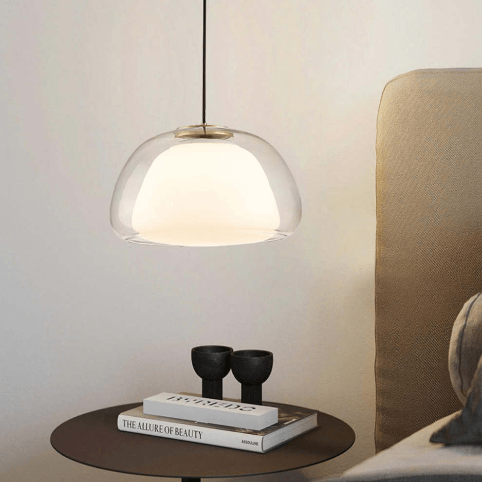 Modern Milk Glass Jelly Pendant Lamp for Dining & Living Room | E27 Socket | White Glass Ambient Ceiling Light | Adjustable Suspension