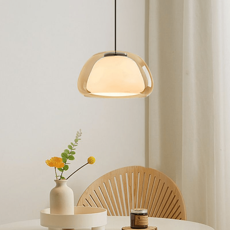 Modern Milk Glass Jelly Pendant Lamp for Dining & Living Room | E27 Socket | White Glass Ambient Ceiling Light | Adjustable Suspension