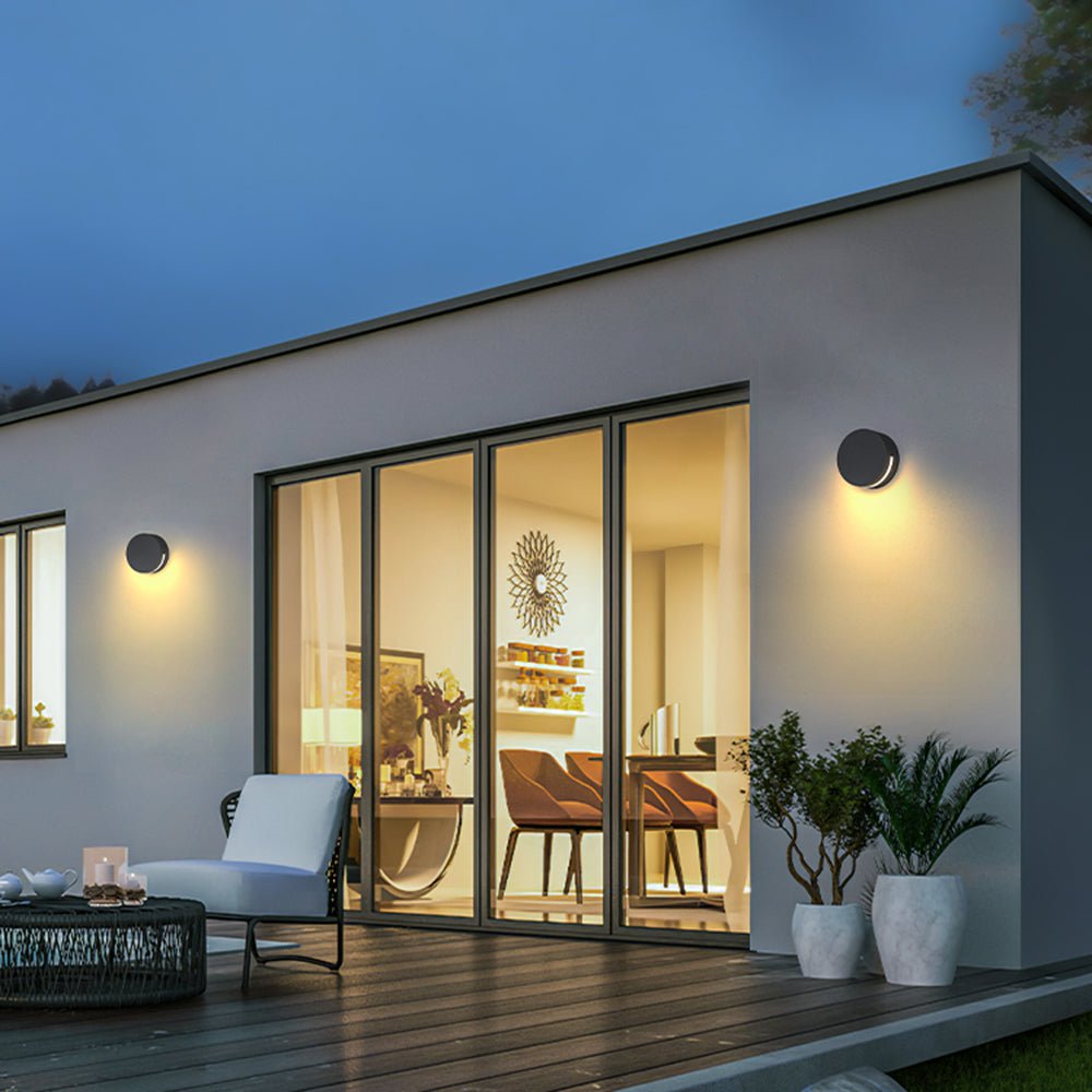 Modern Round Outdoor Wall Lamp IP65 Waterproof | Metal Glass LED Sconce | Warm Light Entrance & Garden Lighting Ø14cm