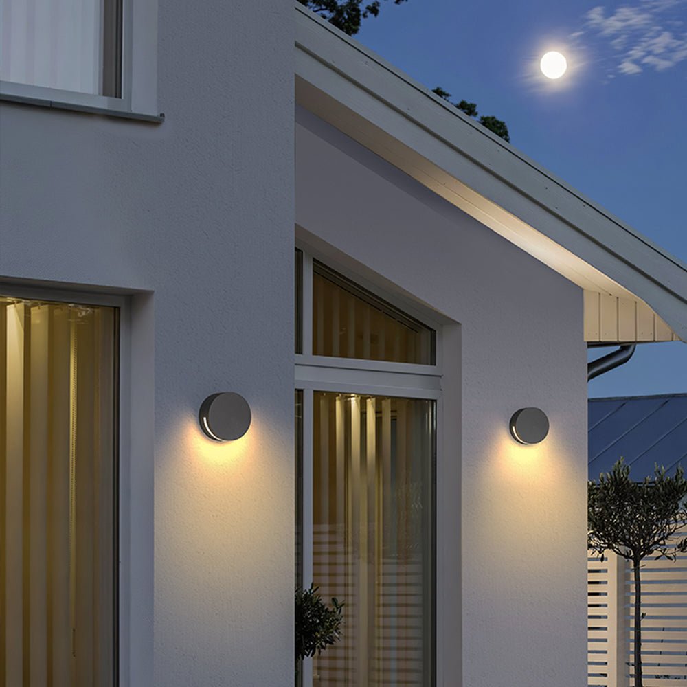 Modern Round Outdoor Wall Lamp IP65 Waterproof | Metal Glass LED Sconce | Warm Light Entrance & Garden Lighting Ø14cm