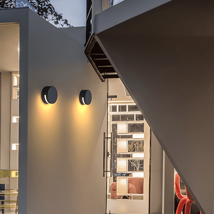 Modern Round Outdoor Wall Lamp IP65 Waterproof | Metal Glass LED Sconce | Warm Light Entrance & Garden Lighting Ø14cm