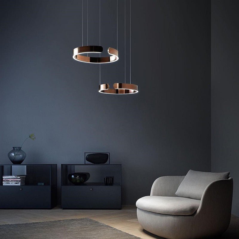 Modern Round LED Pendant Lamp for Living Room & Dining Area | Circular Ceiling Light Fixture | Metal Integrated LED 40/60/80 cm