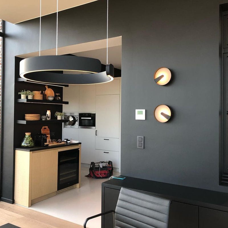 Modern Round LED Pendant Lamp for Living Room & Dining Area | Circular Ceiling Light Fixture | Metal Integrated LED 40/60/80 cm