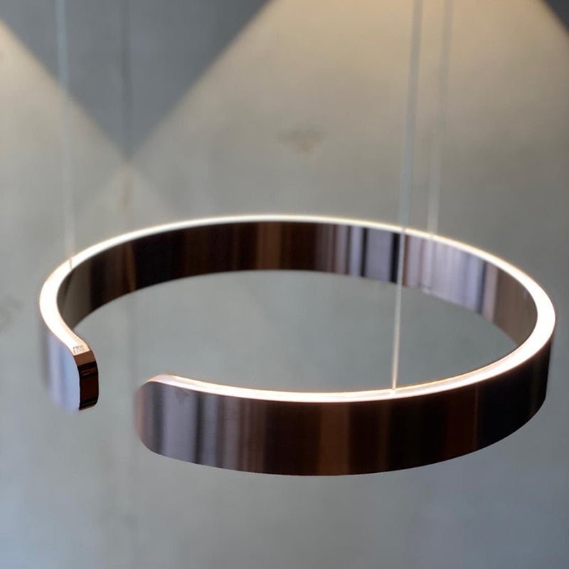 Modern Round LED Pendant Lamp for Living Room & Dining Area | Circular Ceiling Light Fixture | Metal Integrated LED 40/60/80 cm