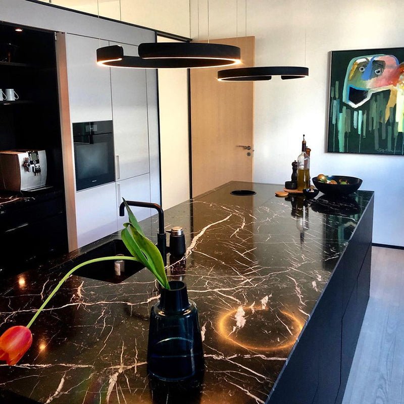 Modern Round LED Pendant Lamp for Living Room & Dining Area | Circular Ceiling Light Fixture | Metal Integrated LED 40/60/80 cm
