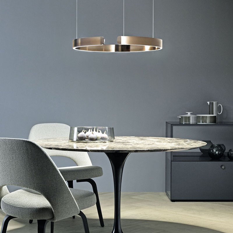 Modern Round LED Pendant Lamp for Living Room & Dining Area | Circular Ceiling Light Fixture | Metal Integrated LED 40/60/80 cm