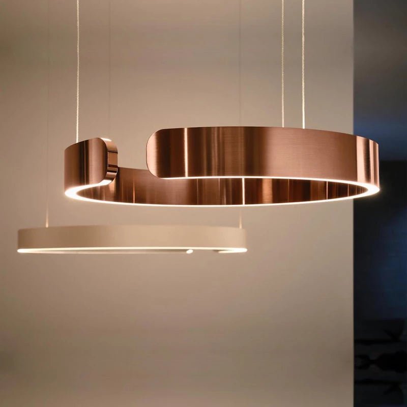 Modern Round LED Pendant Lamp for Living Room & Dining Area | Circular Ceiling Light Fixture | Metal Integrated LED 40/60/80 cm