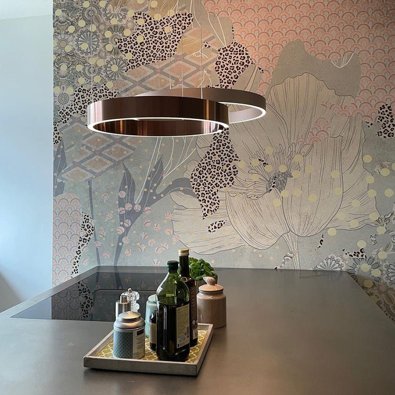 Modern Round LED Pendant Lamp for Living Room & Dining Area | Circular Ceiling Light Fixture | Metal Integrated LED 40/60/80 cm