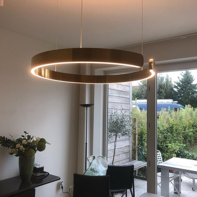 Modern Round LED Pendant Lamp for Living Room & Dining Area | Circular Ceiling Light Fixture | Metal Integrated LED 40/60/80 cm