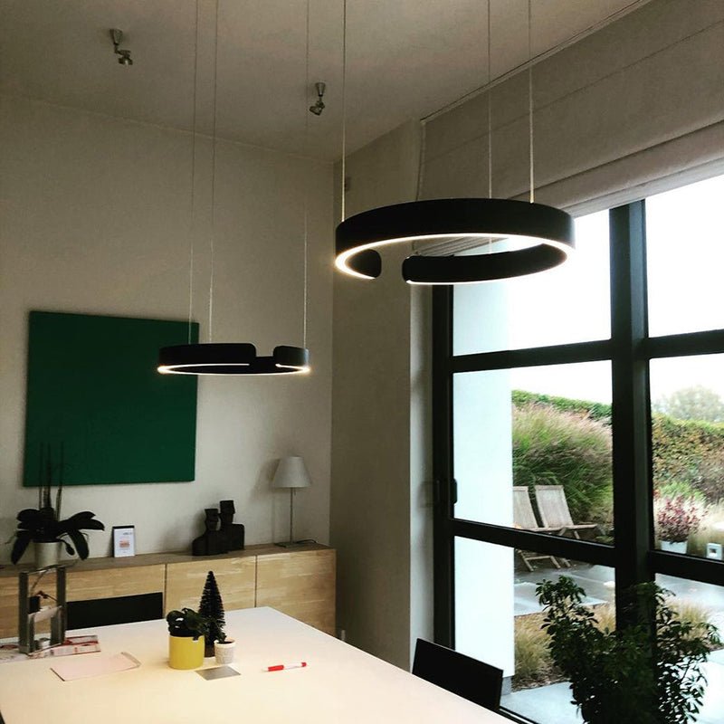 Modern Round LED Pendant Lamp for Living Room & Dining Area | Circular Ceiling Light Fixture | Metal Integrated LED 40/60/80 cm