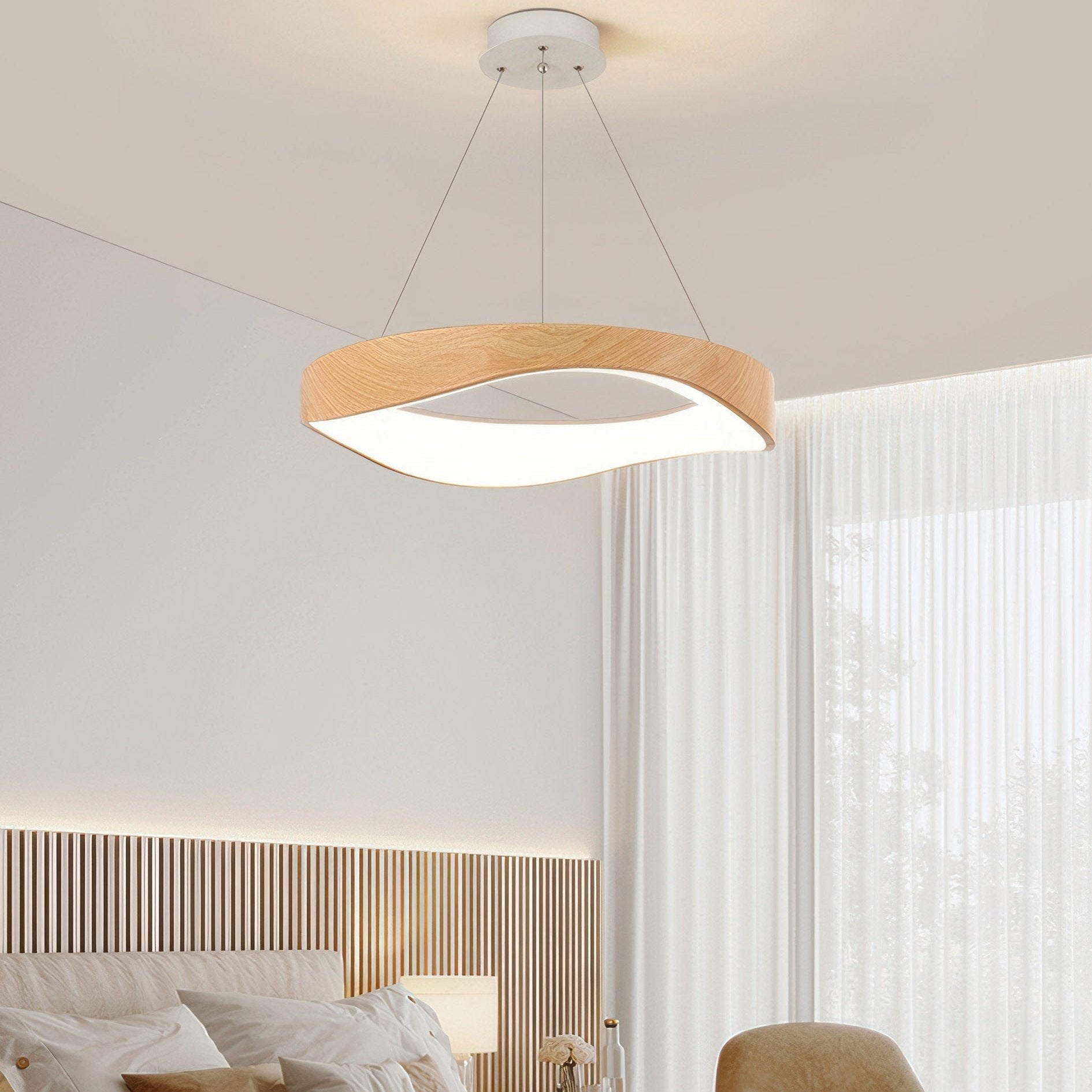 Modern Round LED Pendant Light for Kitchen & Dining | Adjustable Ceiling Lamp | Iron Acrylic ABS | 40/50/60 cm 39W