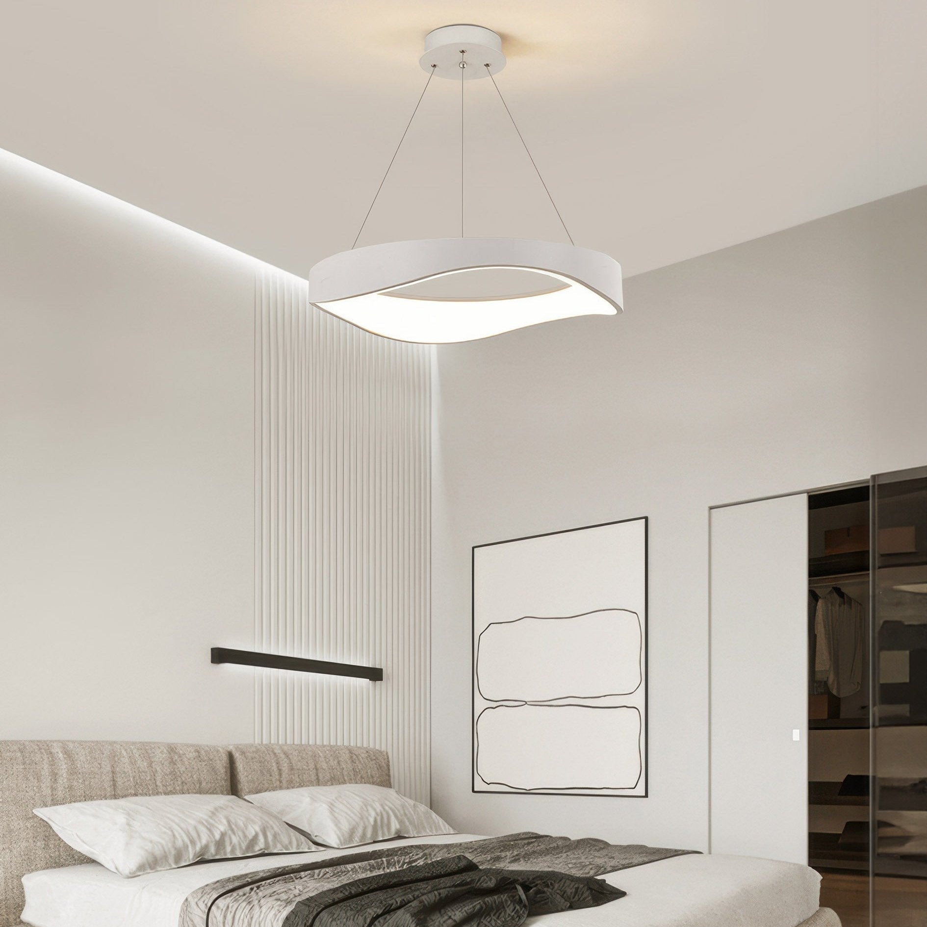 Modern Round LED Pendant Light for Kitchen & Dining | Adjustable Ceiling Lamp | Iron Acrylic ABS | 40/50/60 cm 39W