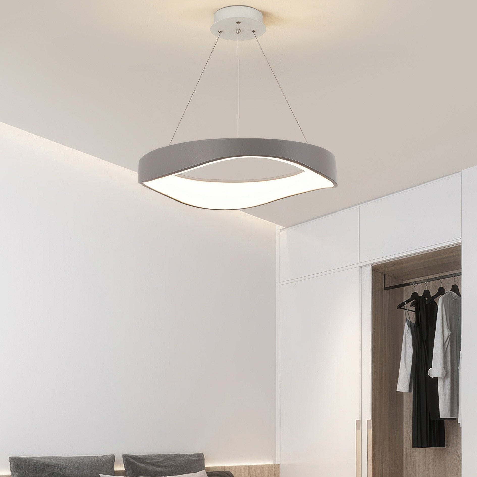 Modern Round LED Pendant Light for Kitchen & Dining | Adjustable Ceiling Lamp | Iron Acrylic ABS | 40/50/60 cm 39W