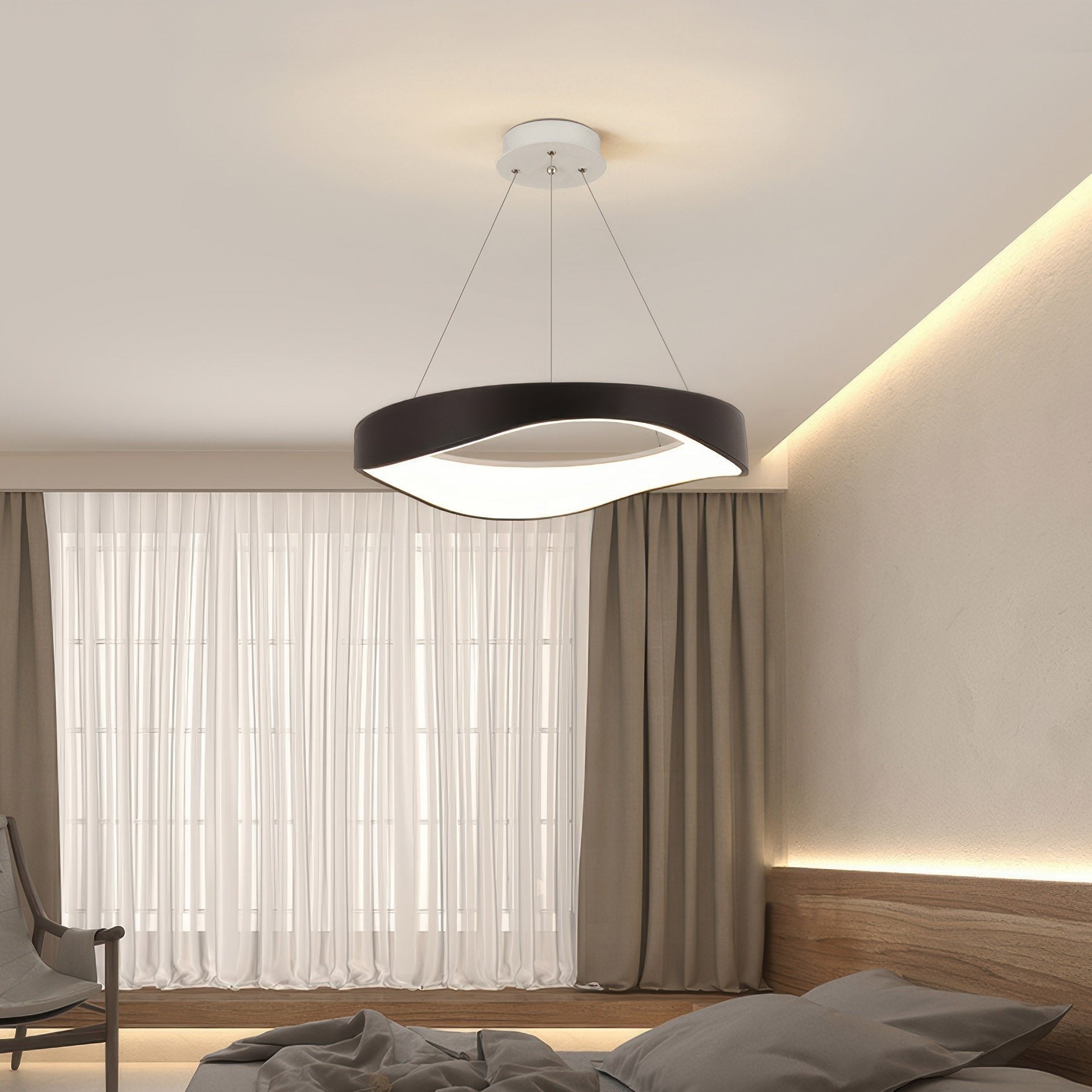 Modern Round LED Pendant Light for Kitchen & Dining | Adjustable Ceiling Lamp | Iron Acrylic ABS | 40/50/60 cm 39W