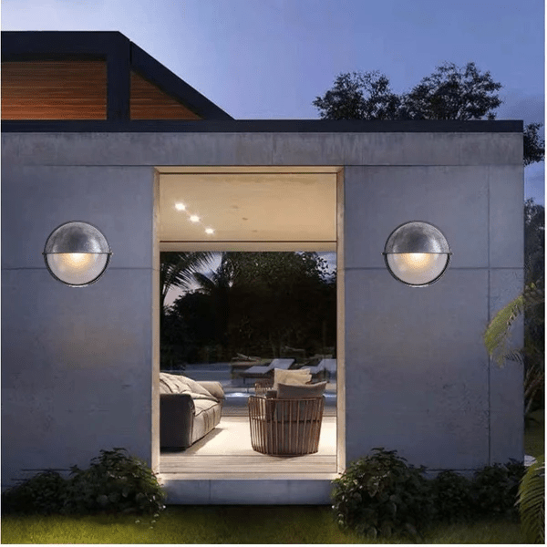 Modern Waterproof Outdoor Wall Sconce E27 | Aluminum Glass Exterior Wall Light | Garden & Entrance Lighting Fixture Ø18–28cm
