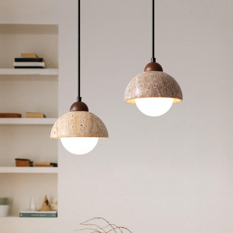 Natural Marble Pendant Light Modern Minimalist Hanging Lamp | Wood Marble Design | E27 G9 LED Compatible | Decorative Indoor Lighting
