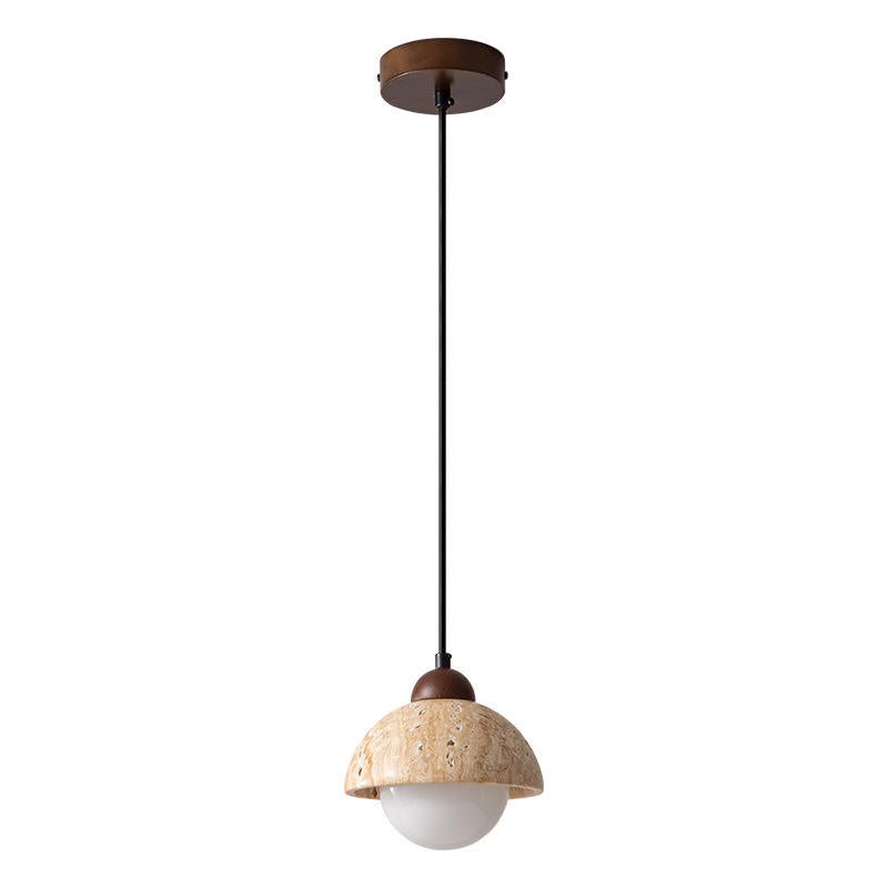 Natural Marble Pendant Light Modern Minimalist Hanging Lamp | Wood Marble Design | E27 G9 LED Compatible | Decorative Indoor Lighting