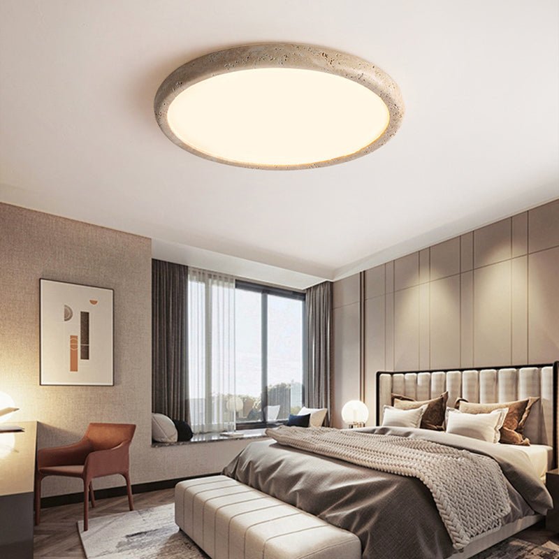Natural Stone LED Ceiling Lamp Modern Organic Ceiling Light | 38W LED Neutral Light | Khaki Finish | Indoor Ambient Lighting